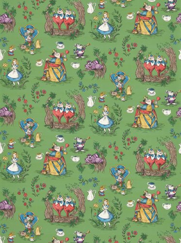 Sanderson Alice in Wonderland Gumball Green Wallpaper Long