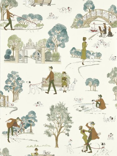 Sanderson 101 Dalmations Breeze Blue Wallpaper