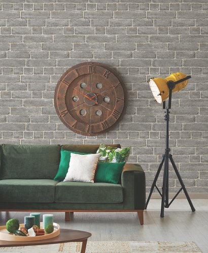 Brick Façade Dark Grey Wallpaper