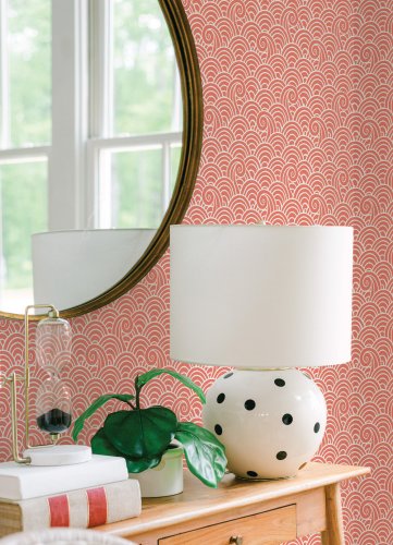 A Street Prints Alorah Coral Wallpaper Room 2