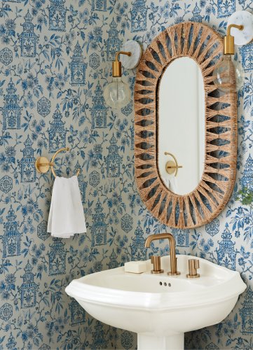 A Street Prints Helaine Blue Wallpaper Room 2