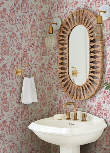 A Street Prints Helaine Coral Wallpaper Room 2