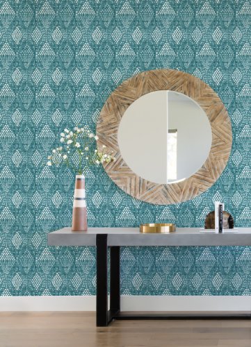 A Street Prints Grady Teal Wallpaper Room