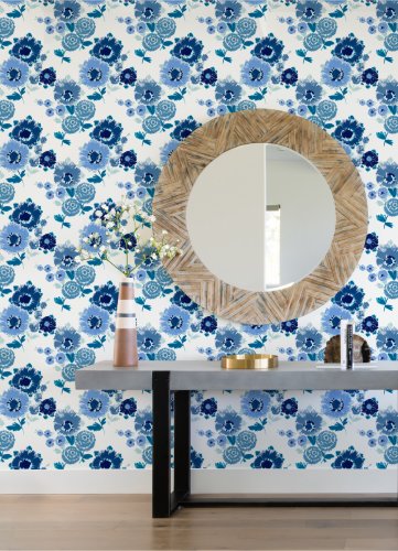 A Street Prints Essie Blue Wallpaper Room