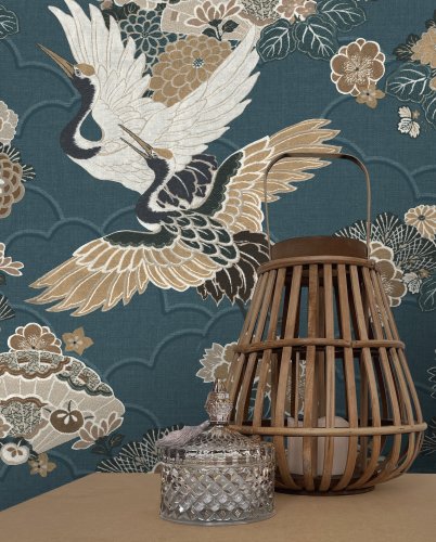 Rasch Kyoto Teal Wallpaper 282770