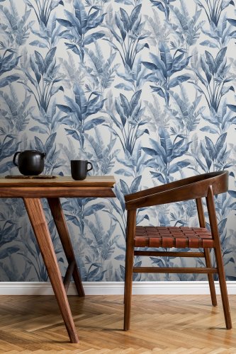 Rasch Akari Madagascar Leaf Blue Wallpaper 282893