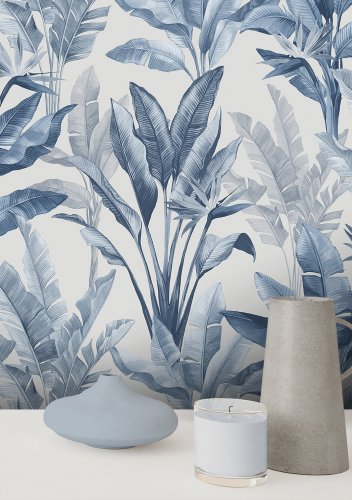 Rasch Akari Madagascar Leaf Blue Wallpaper 282893