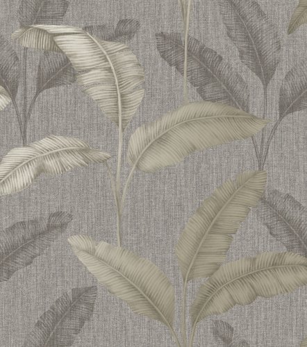 The Design Library Amara Palm Pewter & Gold Wallpaper 283487