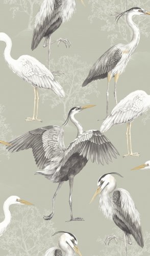 The Design Library Heron Sage Green Wallpaper 283951