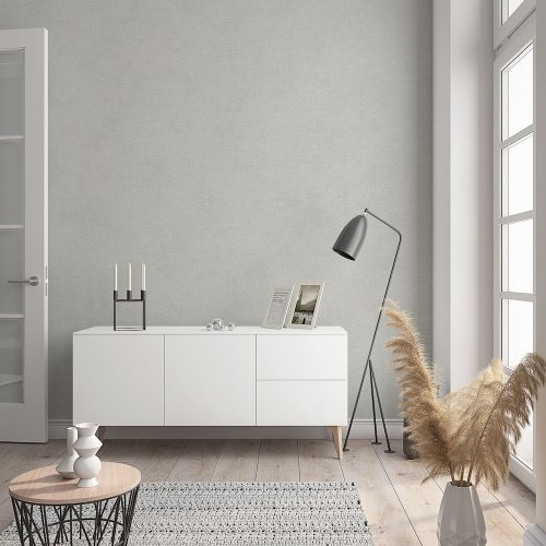 Galerie Flora Plain Silver & Grey Wallpaper Room