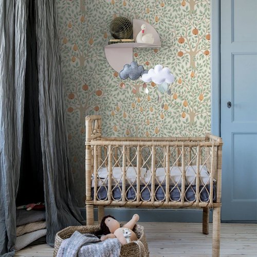 Galerie Apples & Pears White/Green Wallpaper Room
