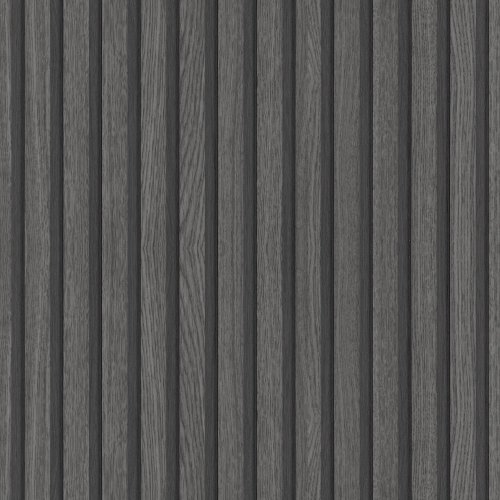 Galerie Eden Wood Stripe Black and Anthracite Wallpaper with vertical textured design