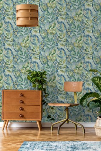 Holden Decor Aralia Duck Egg Wallpaper 36110