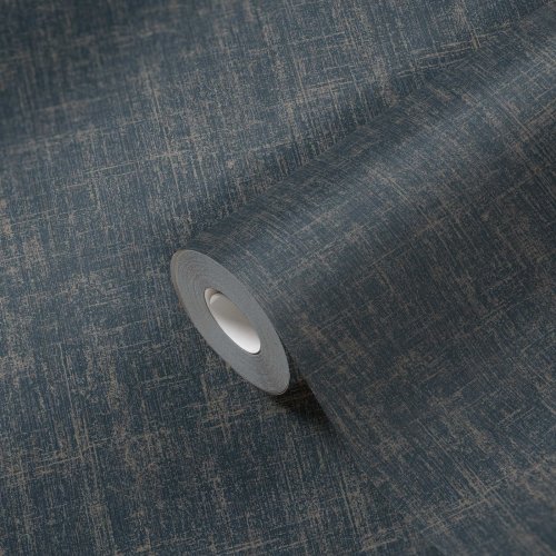 AS Creation Distressed Linen Navy & Gold Wallpaper 385962