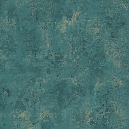 AS Creation BOS Distressed Plaster Teal Green & Gold Wallpaper 388235