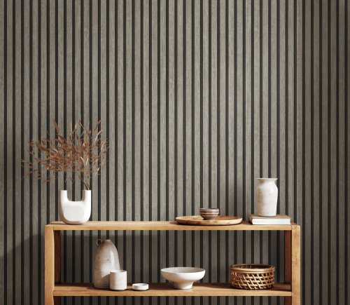 AS Creation Acoustic Panels Grey Wallpaper Room