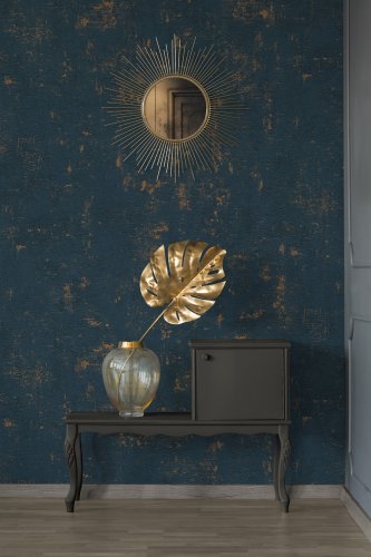 AS Creation Jade 2 Industrial Texture Teal & Gold Wallpaper Room 2