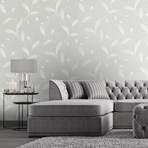 Belgravia Decor Tiffany Trail Soft Silver Wallpaper GB41319