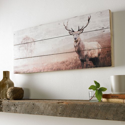 Stag Print Wooden Wall Art