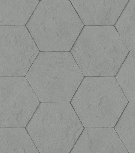 Rasch Geo Stone Wall Grey Wallpaper