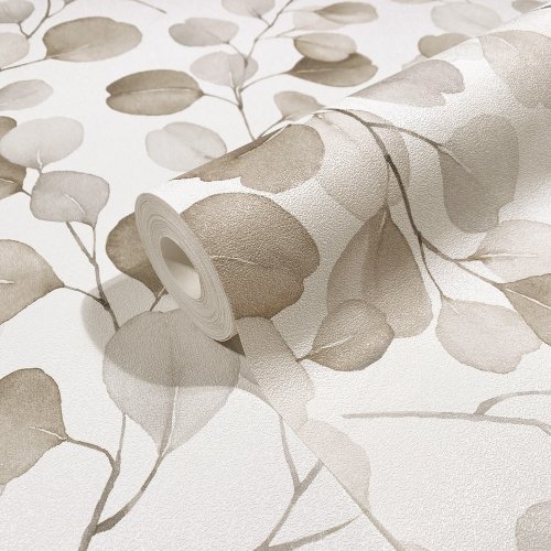 Galerie Flora Eucalyptus Silver & Brown Wallpaper Roll