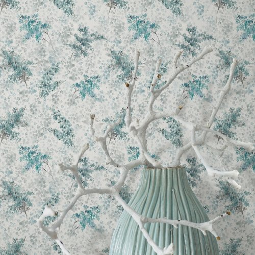 Galerie Flora Soft Foliage Grey Cream Wallpaper Room 2