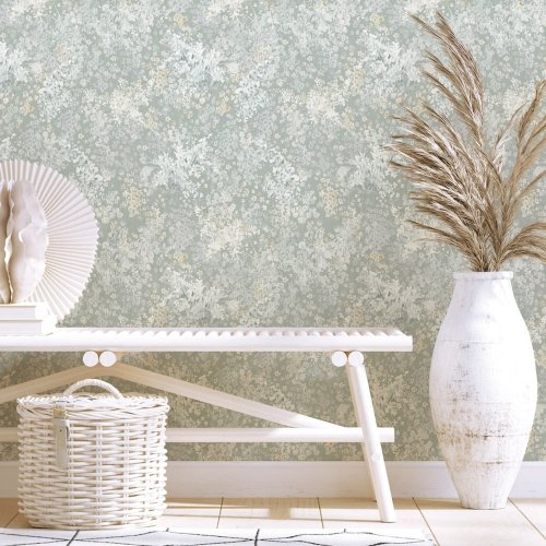 Galerie Flora Soft Foliage Green Wallpaper Room