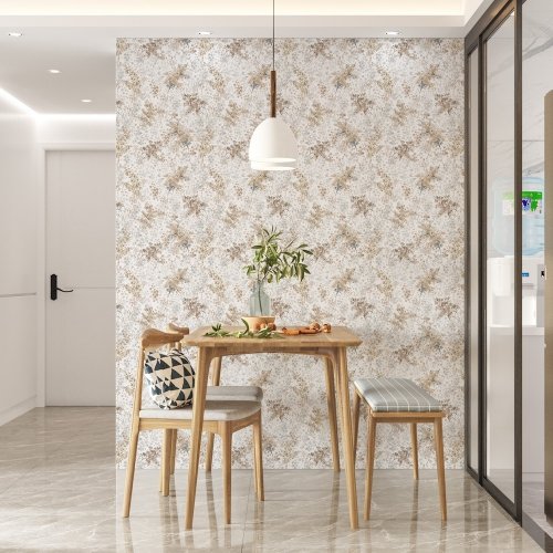 Galerie Flora Soft Foliage Brown Wallpaper Room