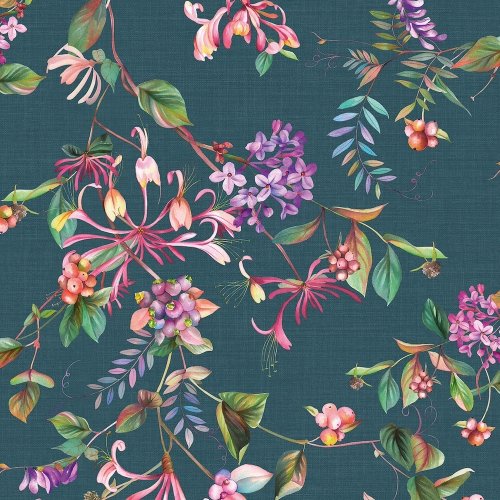 Galerie Flora Summer Bouquet Blue Wallpaper