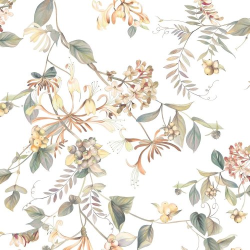 Galerie Flora Summer Bouquet White & Green Wallpaper