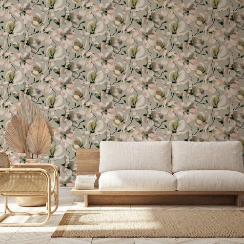 Galerie Flora Cherry Blossom Green Wallpaper Room