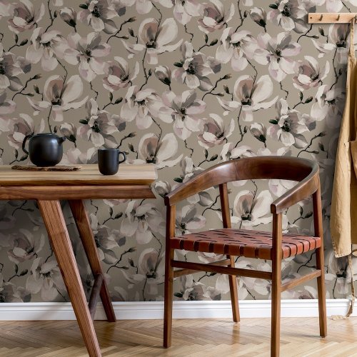 Galerie Flora Cherry Blossom Grey Wallpaper Room 2