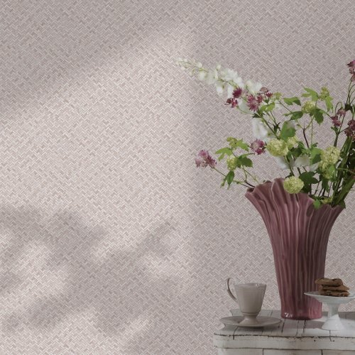 Galerie Flora Herringbone Weave Pink Wallpaper Room 2