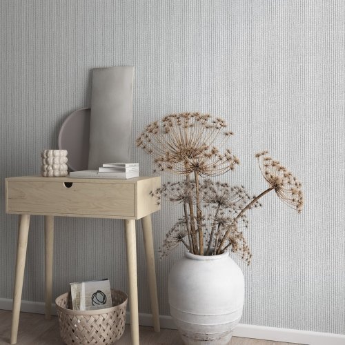 Galerie Flora Rope Weave Silver & Grey Wallpaper Room