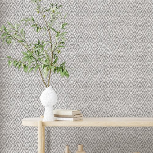 Galerie Flora Diamond Weave Grey Wallpaper Room