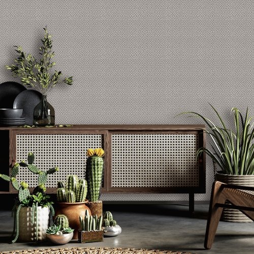 Galerie Flora Diamond Weave Brown Wallpaper Room