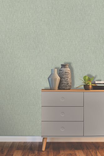 Rasch Woven Shimmer Pale Green & Silver Wallpaper 484236