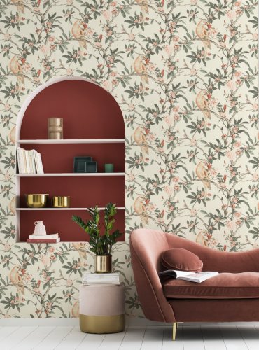 Rasch Exotic Bird Cream/Blush Wallpaper 5433154