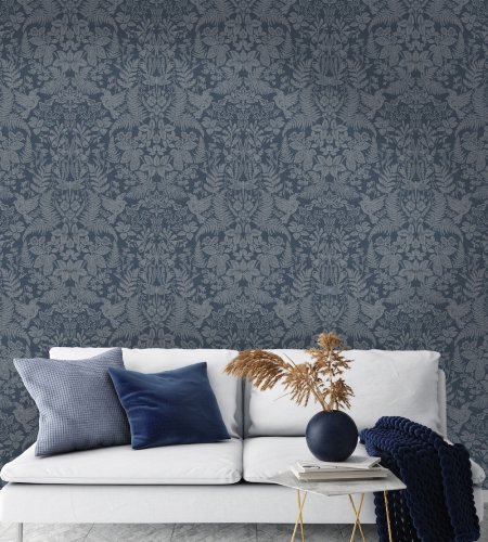 Holden Decor Woodland Stitch Navy Wallpaper 65787