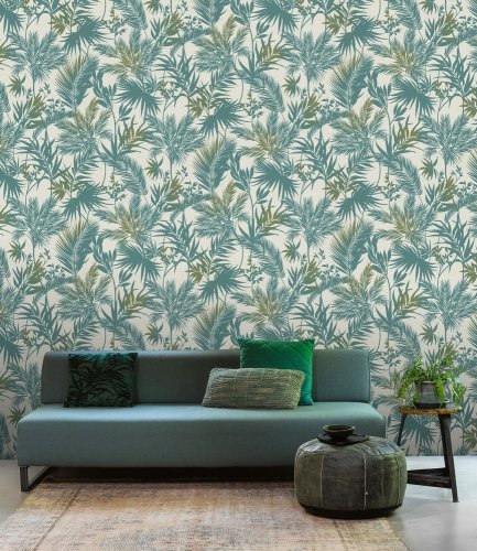 Rasch Shimmering Oasis Teal Wallpaper 704112