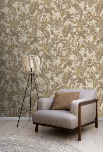 Rasch Shimmering Oasis Golden Brown Wallpaper 704136