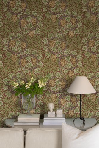 Galerie Hidden Treasures Vine Red & Green Wallpaper Room