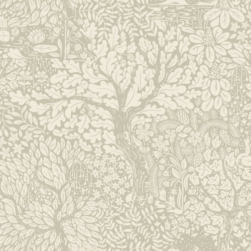 Galerie Olle Taupe / White Wallpaper