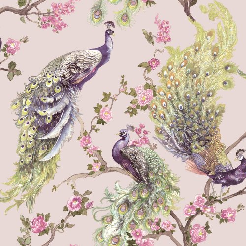 Holden Decor Sana Pink Peacocks Wallpaper Holden Decor Sana Pink Wallpaper 90671