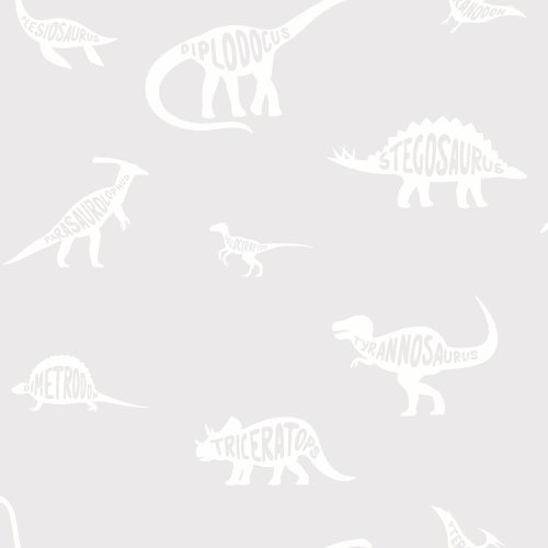 Holden Decor Dino Dictionary Grey Wallpaper