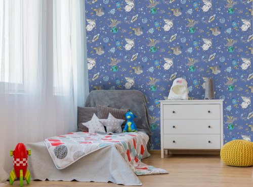 Holden Decor Space Animals Blue Wallpaper 90921