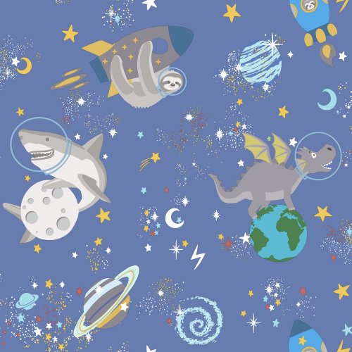 Holden Decor Space Animals Blue Wallpaper 90921