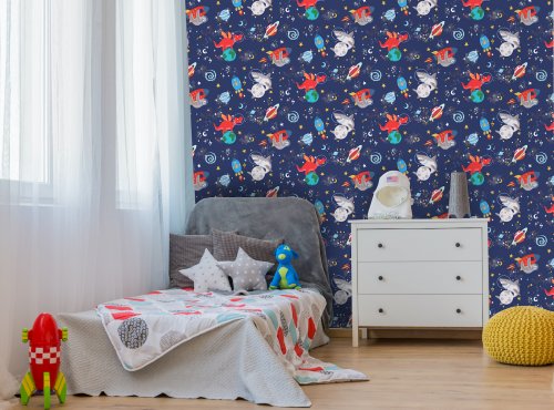 Holden Decor Space Animals Navy Wallpaper Room