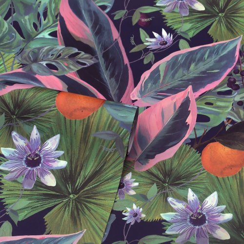 Arthouse Passion Flower Navy Wallpaper 921703