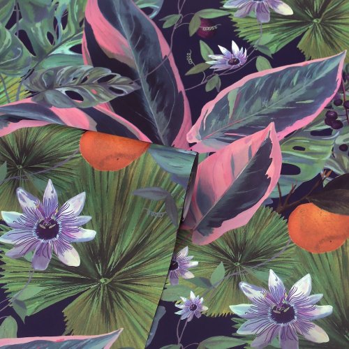 Arthouse Passion Flower Navy Wallpaper 921703